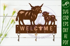 Highland Cow Key holder designs for wood and metal Product Image 2