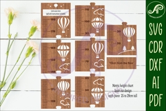 hot air balloon personalized kids height chart in Metric Product Image 2