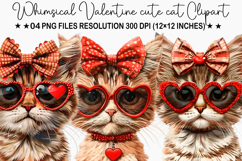 Whimsical Valentines Cats Clipart Product Image 1