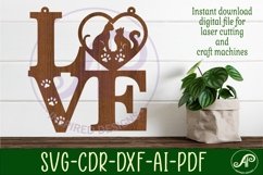 Love word with cats wall art sign, SVG file. vector Product Image 2