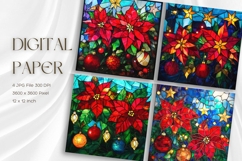 Christmas Flower Stained Glass Background Glass Texture_4 Product Image 1