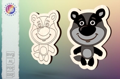 Cartoon badger laser cut file, cute animal vector template Product Image 1