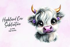 Highland Baby cow clipart sublimation png Product Image 1