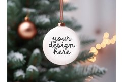 Christmas Ornament Mockup, Round White Ceramic Ornament Product Image 1