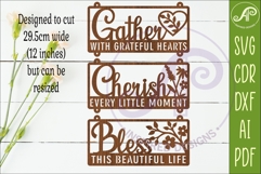Gather Cherish Bless wall sign | Farmhouse Wall Art Laser Product Image 2