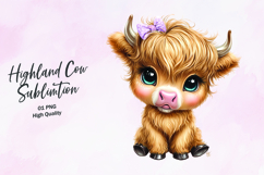 Highland Baby cow clipart sublimation png Product Image 1