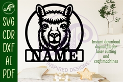 Alpaca theme name wall art sign, SVG personalized laser cut Product Image 2