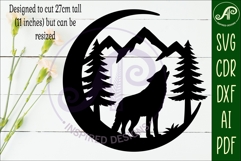 Crescent Moon Wolf animal wall sign Product Image 2