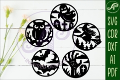 Halloween Coaster SVG Designs, Halloween Scene Coasters Product Image 2