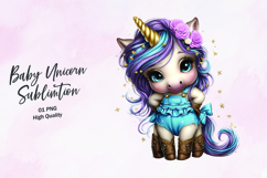 Baby Unicorn clipart sublimation png Product Image 1