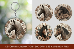 keychain sublimation - floral horse Product Image 1
