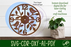 Birds clock wall clock laser cut files Product Image 2