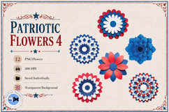 Patriotic Flowers 4 PNG Paper Flowers Product Image 3