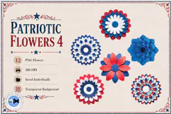 Patriotic Flowers 4 PNG Paper Flowers Product Image 3