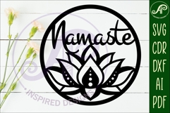 Namaste lotus flower wall sign svg laser cut file Product Image 2