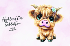 Highland Baby cow clipart sublimation png Product Image 1
