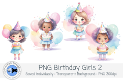 Watercolor Birthday Girl Clipart Set 2 Product Image 3