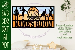 Basketball male scene name sign SVG 3 layer laser cut Product Image 2