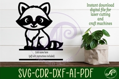 Raccoon personalized name sign laser cut woodland theme Product Image 2