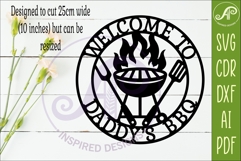 Welcome To Daddy’s BBQ SVG. Grill Wall Sign Laser Cut Product Image 2