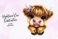 Highland Baby cow clipart sublimation png Product Image 1