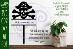 Personalized Skull and crossbones cake topper SVG laser cut Product Image 2