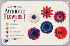 Patriotic Flowers 1 PNG Paper Flowers Product Image 3