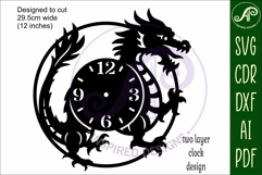 Chinese Dragon clock wall clock laser cut files Product Image 2