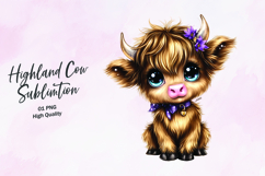 Highland Baby cow clipart sublimation png Product Image 1