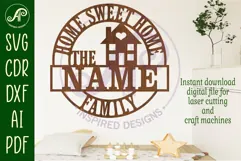 Home sweet home family name wall art sign, SVG personalized Product Image 2