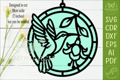 Hummingbird Bird Suncatcher SVG | Stained Glass Style Laser Product Image 2
