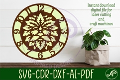Green man Face clock wall clock laser cut file Product Image 2