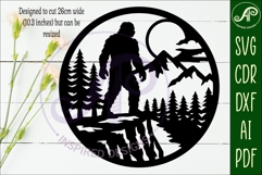 Bigfoot Moonlight Forest Wall Sign SVG Night Sasquatch Laser Product Image 2