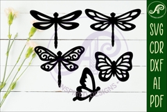 Butterfly and Dragonfly silhouette Bundle x 35 Product Image 5