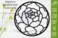 Peony Flower Wall Art SVG | Round Floral Laser Cut File Product Image 2