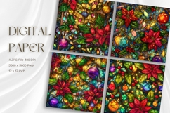 Christmas Flower Stained Glass Background Glass Texture_1 Product Image 1