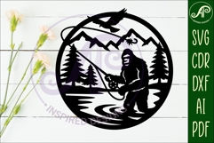 Bigfoot Fly Fishing wall art sign, SVG file Product Image 2