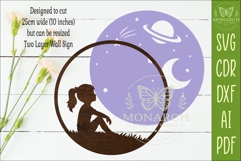 Celestial Dreamer Girl Space Wall Sign Laser Cut SVG Product Image 2