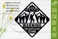 UFO Warning Sign SVG Bigfoot Abduction Wall Art Laser Cut Fi Product Image 2