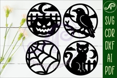 Halloween Coaster SVG Designs, Halloween Scene Coasters 2 Product Image 2