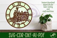 Steam Train clocks wall clock laser cut files Product Image 2
