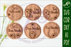 Cowgirl Baby monthly milestone discs SVG laser engraved Product Image 2