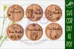 Cowgirl Baby monthly milestone discs SVG laser engraved Product Image 2