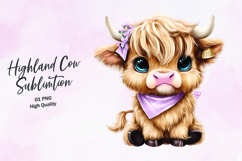 Highland Baby cow clipart sublimation png Product Image 1
