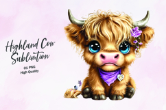 Highland Baby cow clipart sublimation png Product Image 1