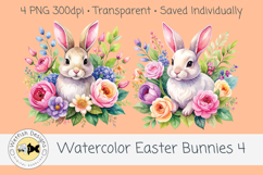 Spring PNG Watercolor Easter Rabbits 4 Product Image 3