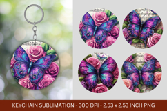 keychain sublimation - rose butterfly Product Image 1