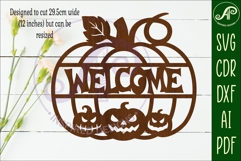 Pumpkin halloween welcome wall sign svg laser cut file Product Image 2