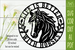 Life Is Better With Horses Round Horse Wall Sign SVG Laser Product Image 2