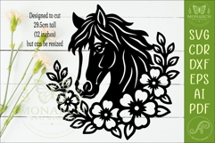 Floral Horse Head SVG Wildflower Wall Decor Laser Cut File Product Image 2